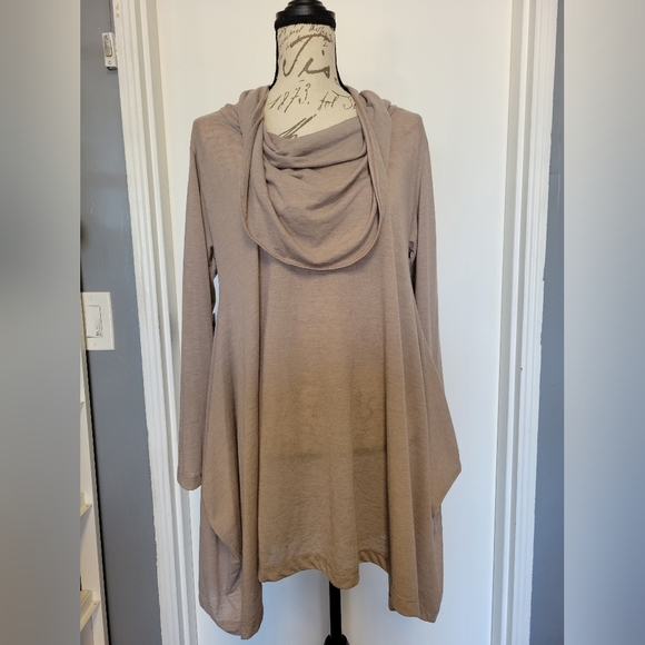 Bryn Walker Oatmeal Light Wool Blend Lagenlook Tunic Pullover Size S - Picture 2 of 10